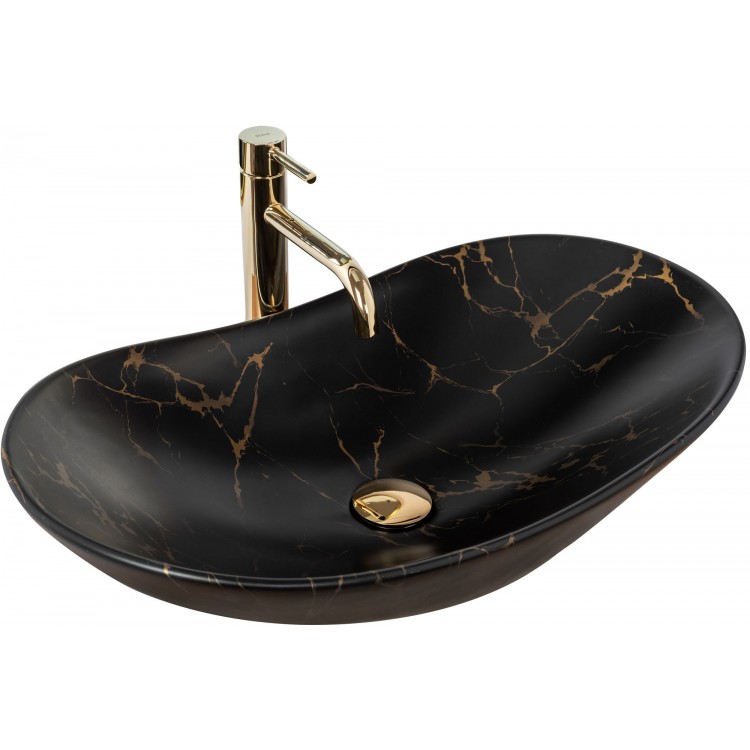 Накладной умывальник Rea Royal Black Marble Matt Накладной умывальник Rea Royal Black Marble Matt
